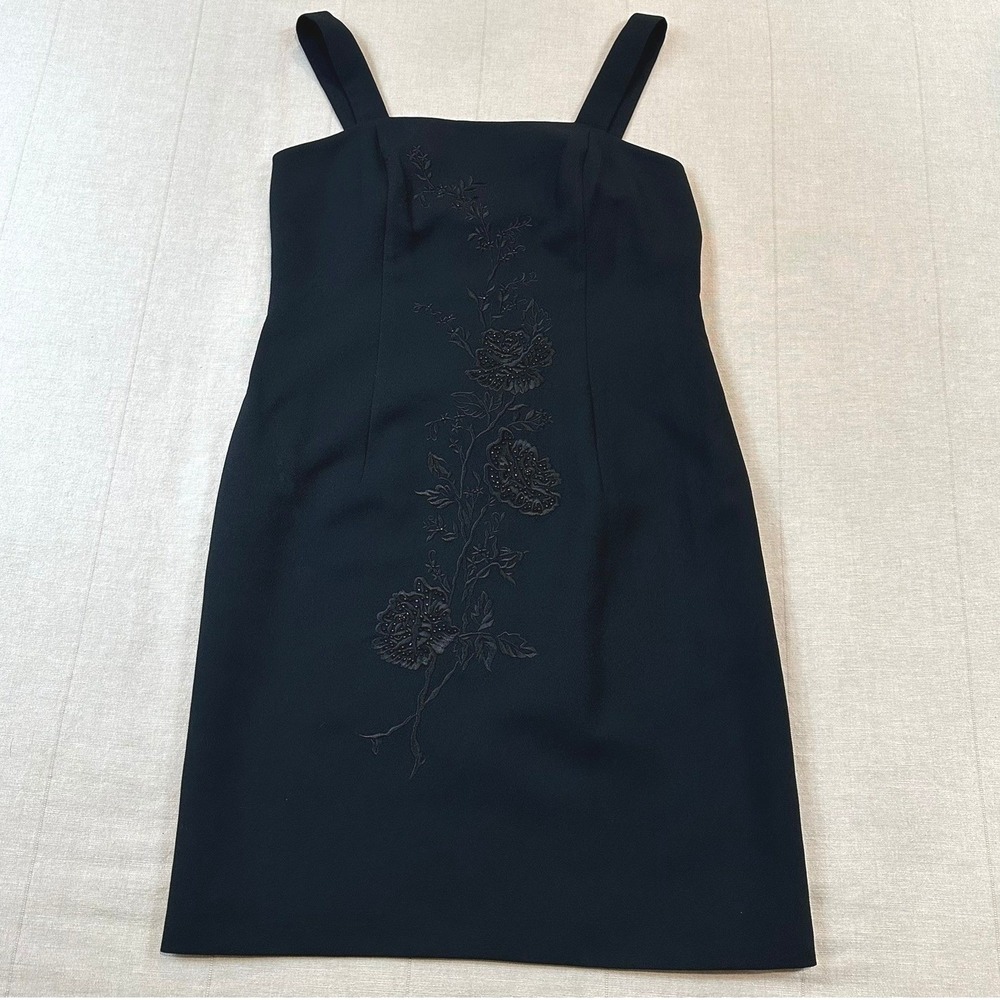 Vintage Carole Little | Beaded Floral Embroidered Sheath Dress | Women's 6P